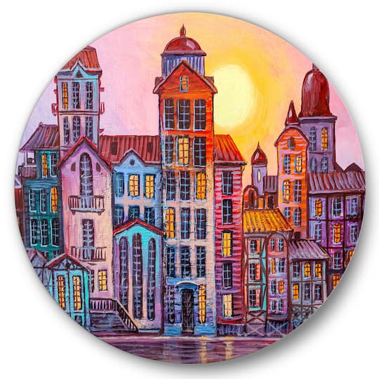 Designart - Street Scene In Old Town With Colorful Buildings